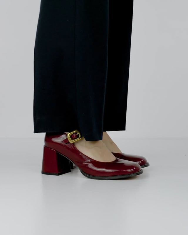 Décolleté e slingback tacco 6cm vernice bordo'