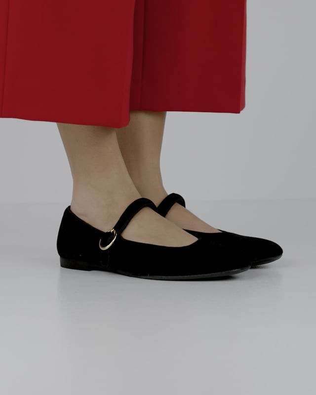 Ballerine tacco 1cm velluto nero