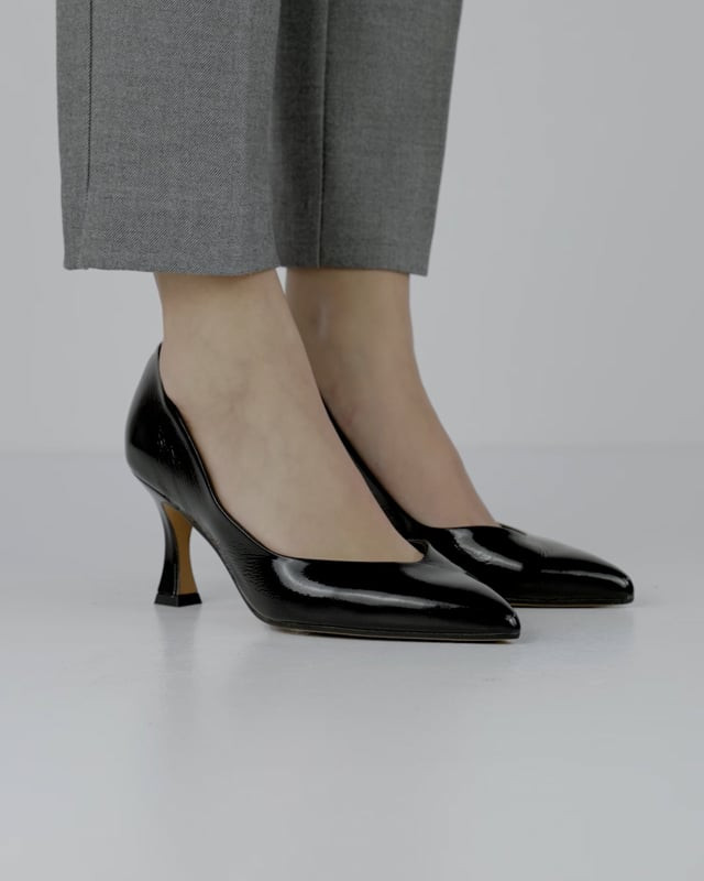 Décolleté e slingback tacco 7cm vernice nero