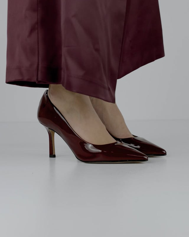 Décolleté e slingback tacco 7cm vernice bordo'