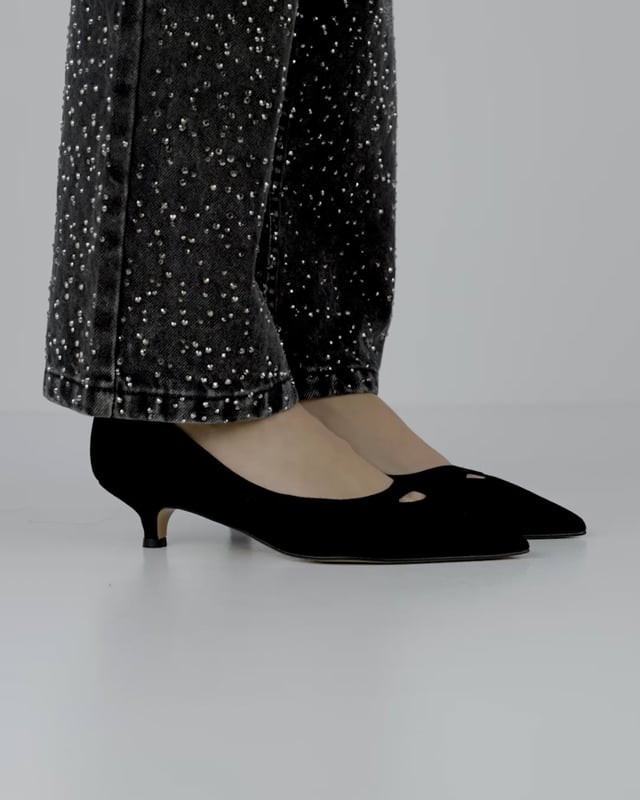 Décolleté e slingback tacco 3cm camoscio nero