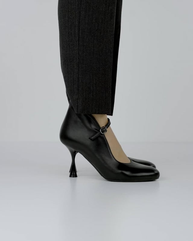 Décolleté e slingback tacco 8cm pelle nero