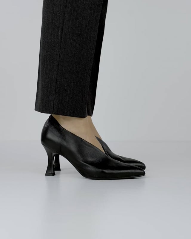 Décolleté e slingback tacco 7cm pelle nero