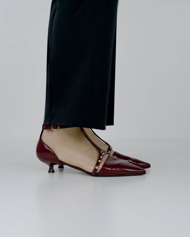 Décolleté e slingback tacco 3cm vernice bordo'