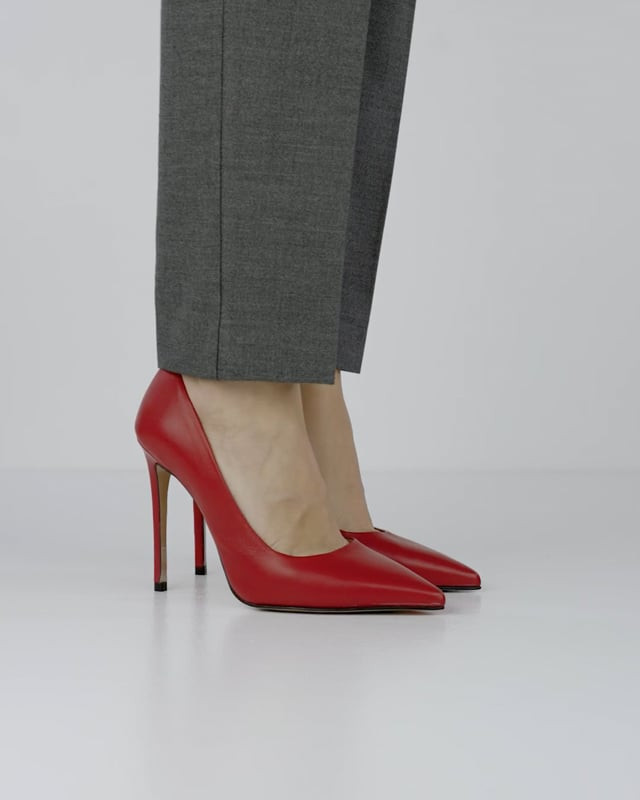 Décolleté e slingback tacco 10cm pelle rosso