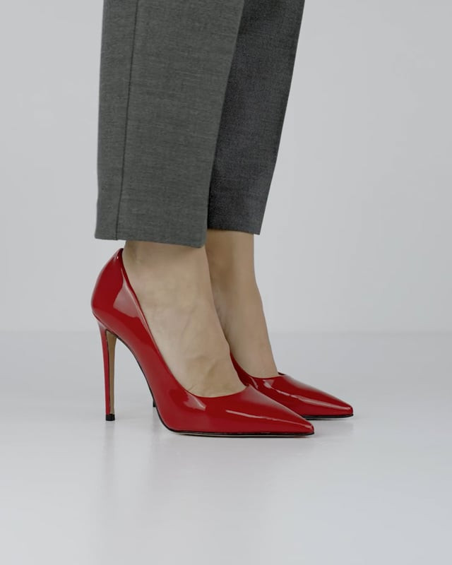 Décolleté e slingback tacco 10cm vernice rosso