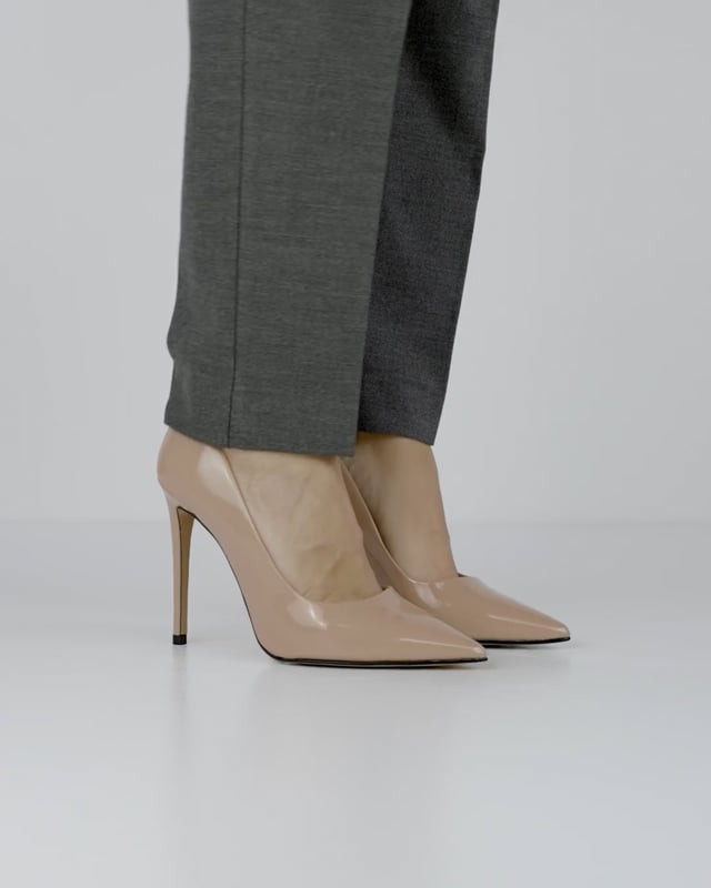 Décolleté e slingback tacco 11cm vernice beige