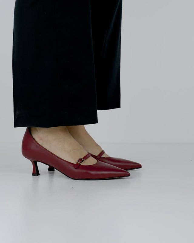 Décolleté e slingback tacco 3cm pelle bordo'