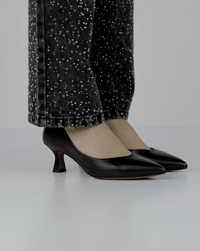 Décolleté e slingback tacco 5cm pelle nero