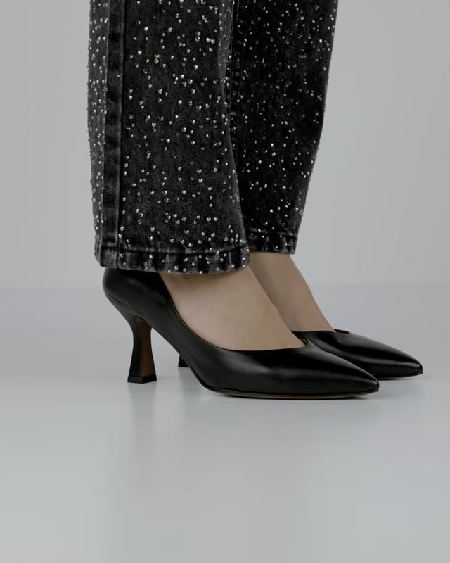 Décolleté e slingback tacco 7cm pelle nero