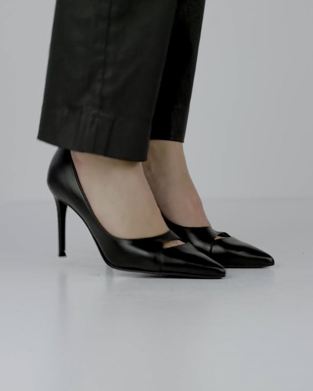 Décolleté e slingback tacco 7cm pelle nero