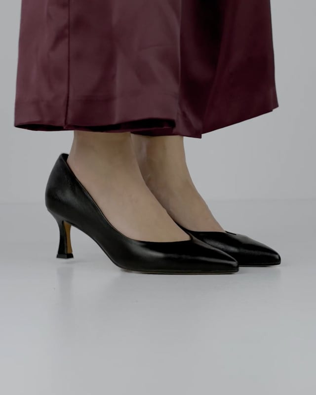 Décolleté e slingback tacco 5cm pelle nero