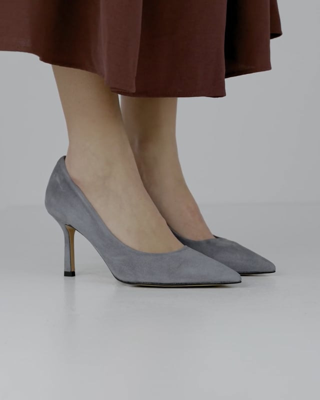 Décolleté e slingback tacco 7cm camoscio grigio