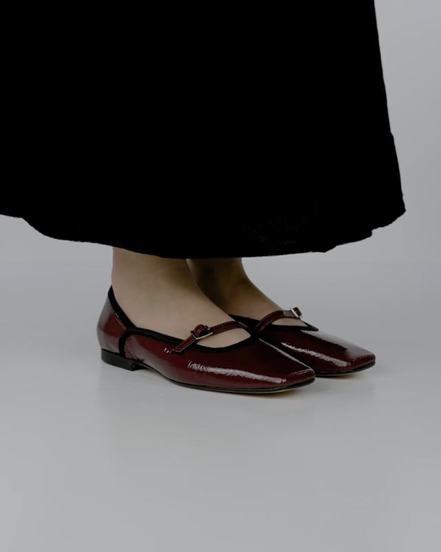 Ballerine tacco 1cm vernice bordo'