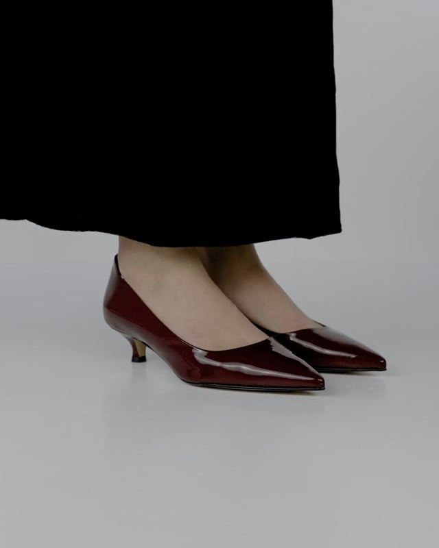 Décolleté e slingback tacco 3cm vernice bordo'