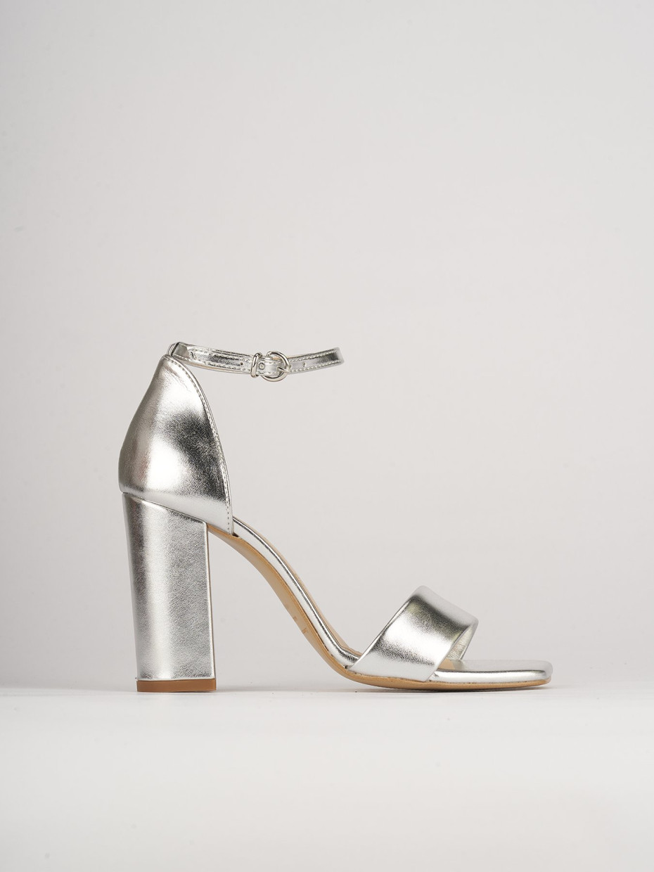 High heel sandals heel 8 cm silver leather