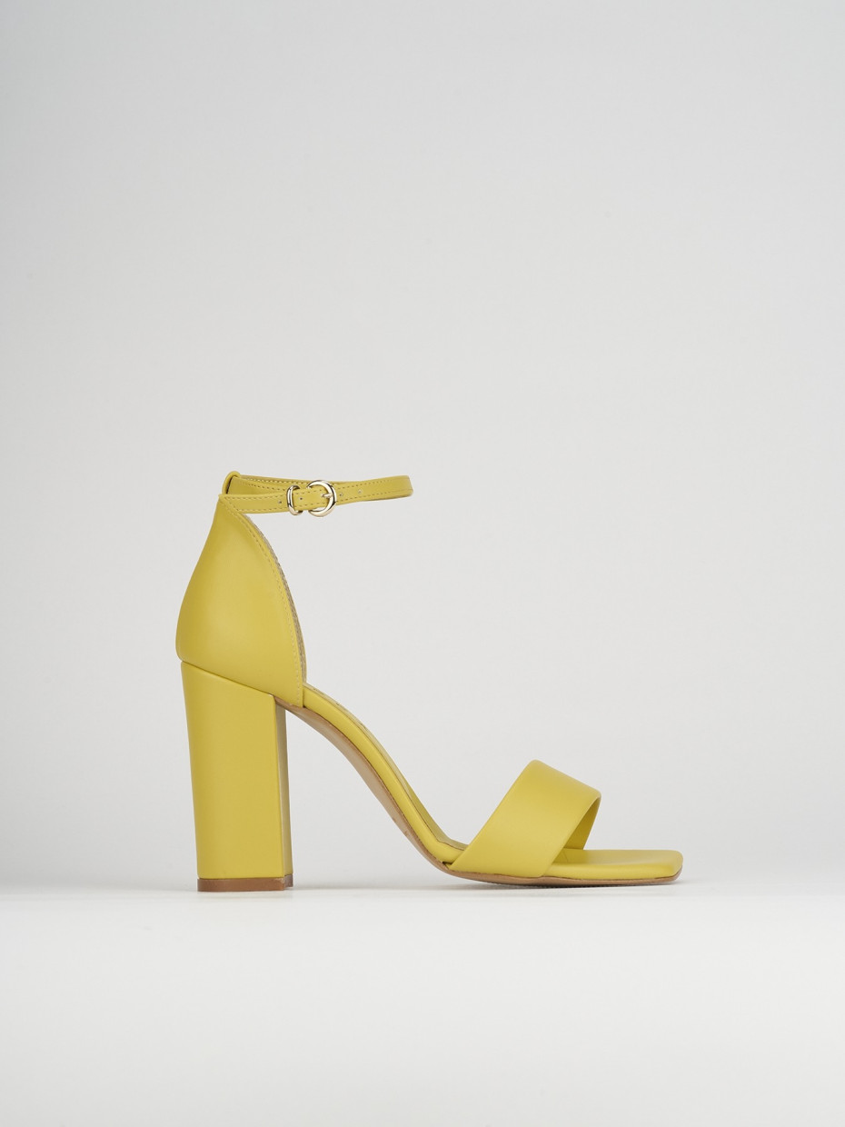 High heel sandals heel 8 cm yellow leather