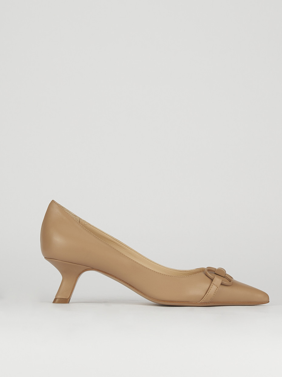 Décolleté e slingback tacco 5cm pelle beige