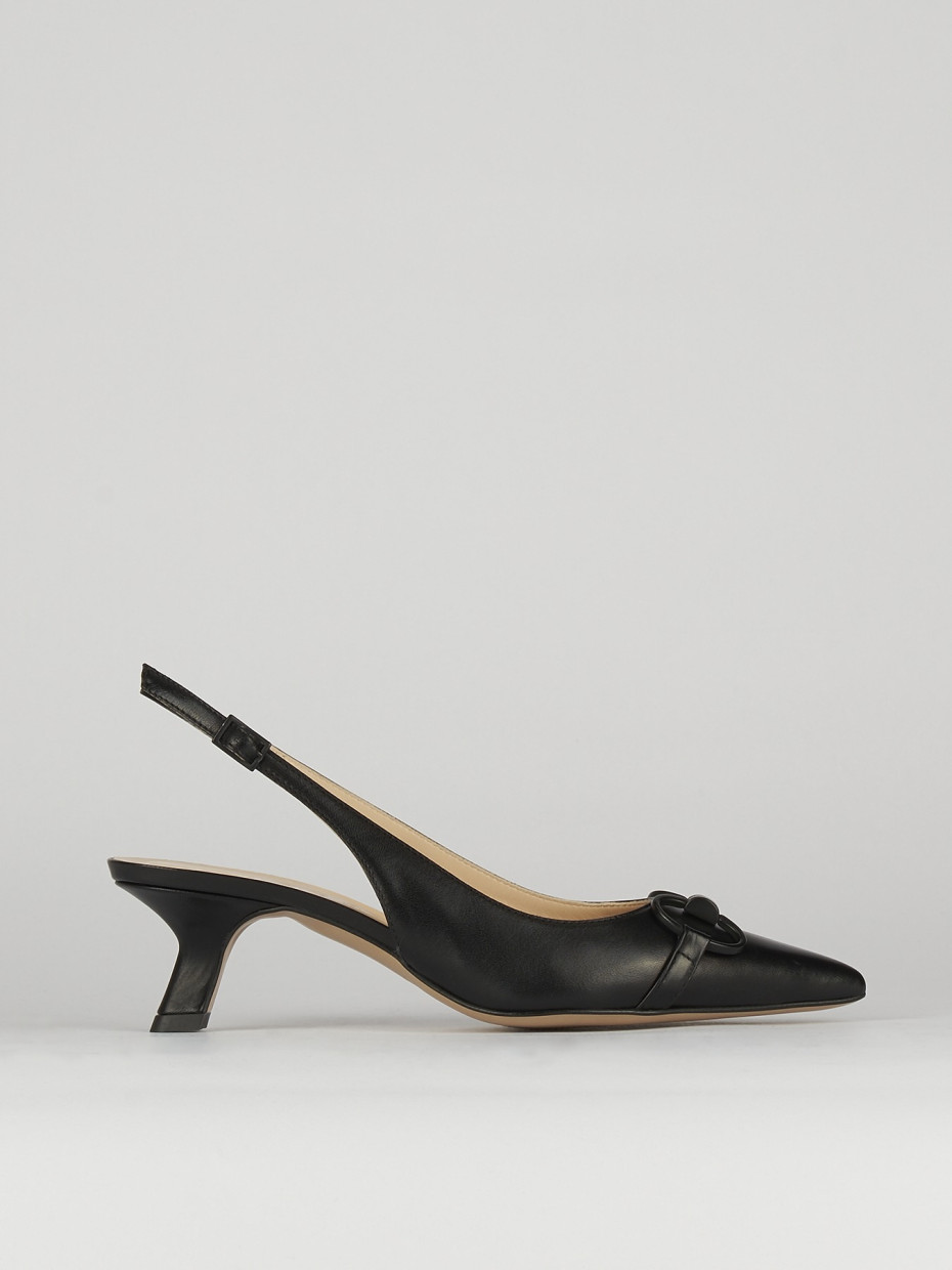 Décolleté e slingback tacco 5cm pelle nero