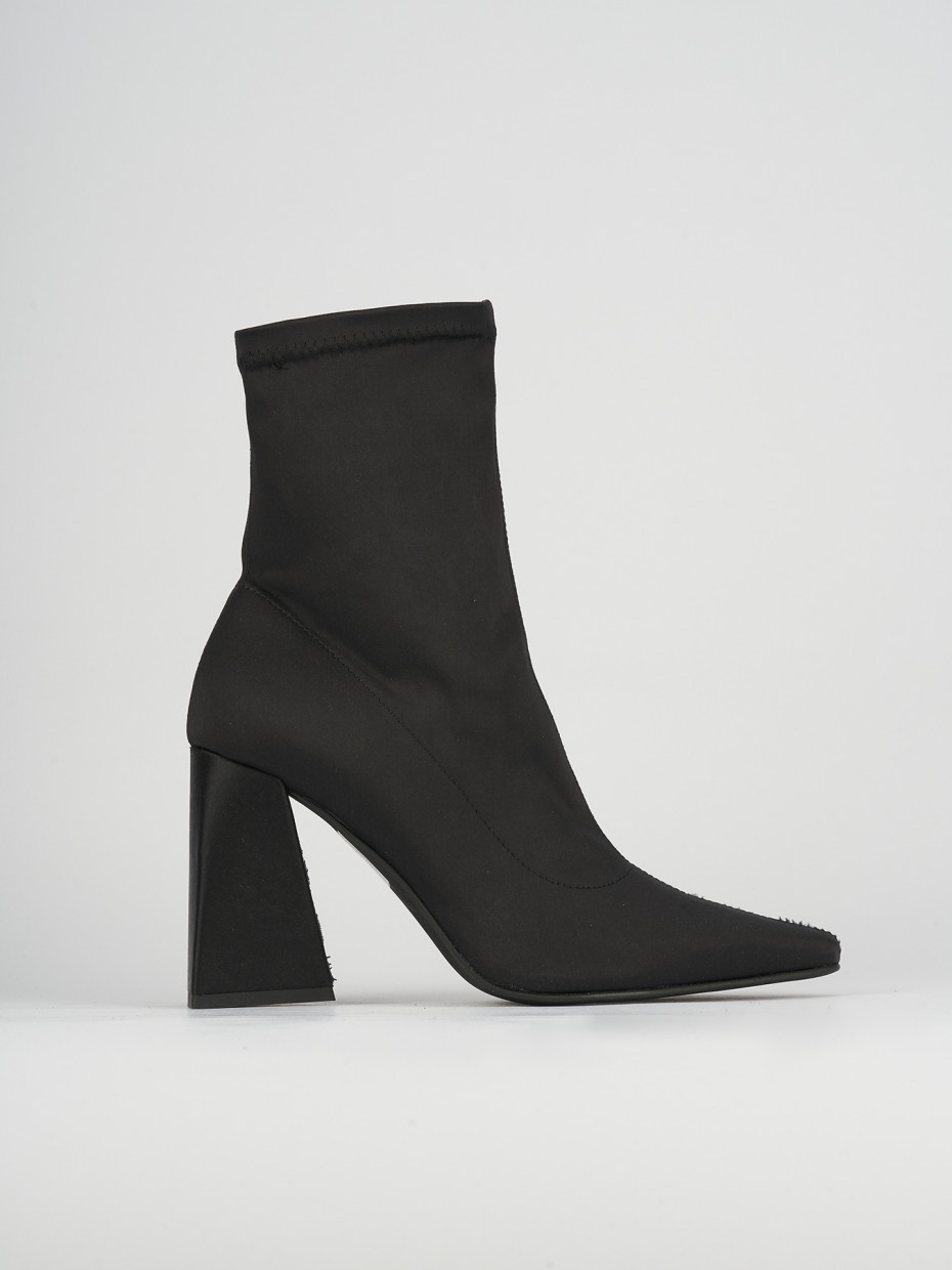 High heel ankle boots heel 9 cm black tissue