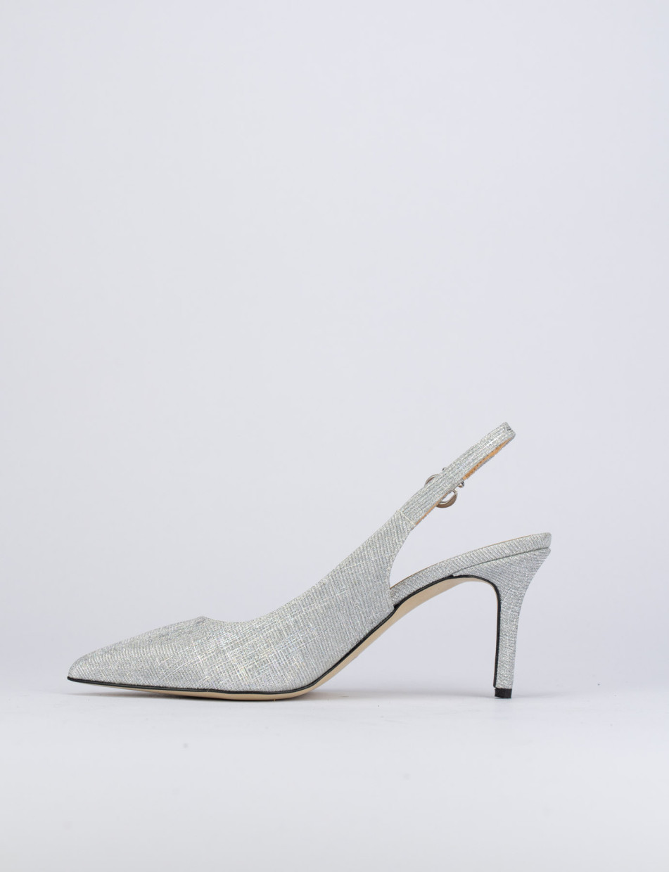 Pumps heel 5 cm silver leather