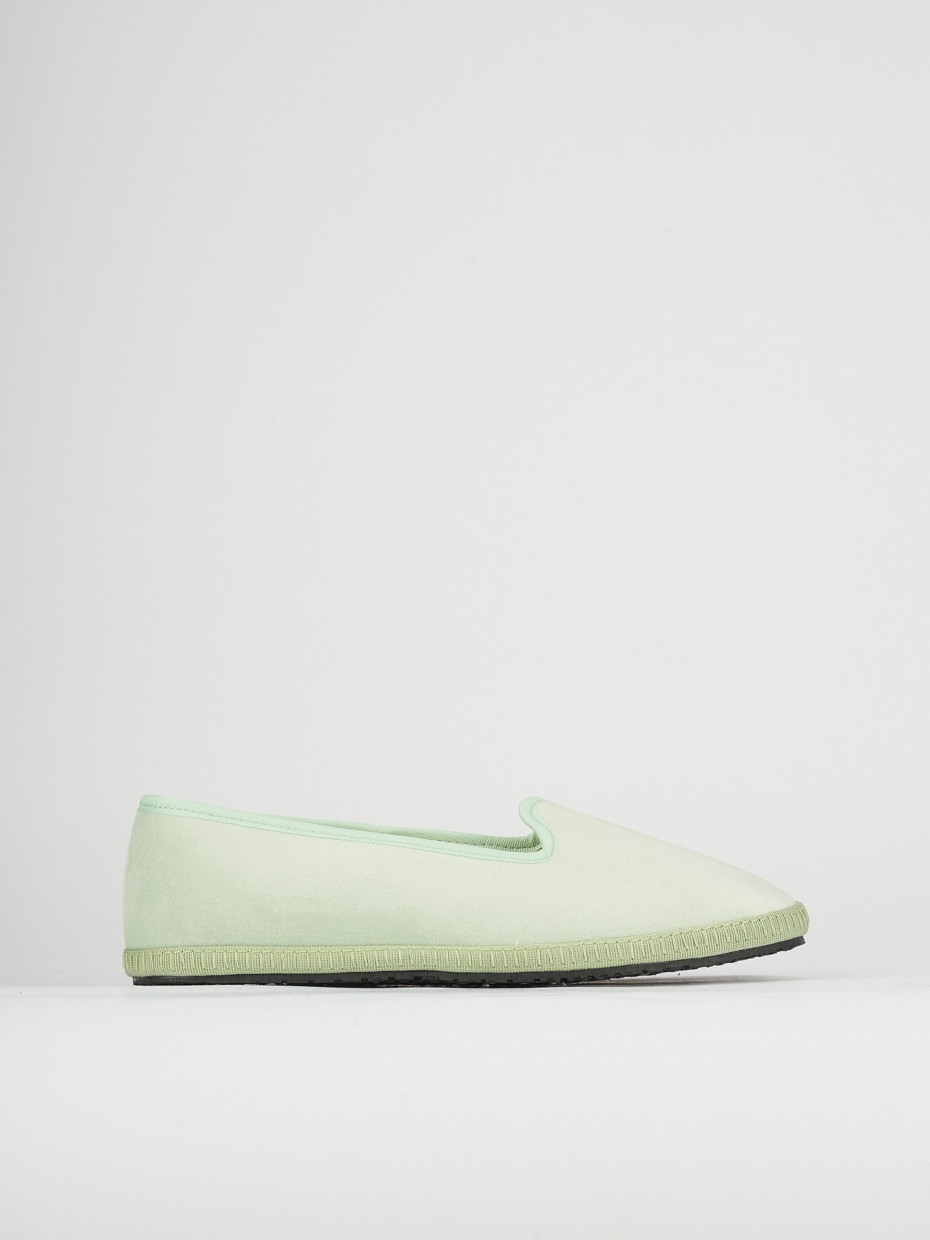 Flat shoes heel 1 cm green tissue