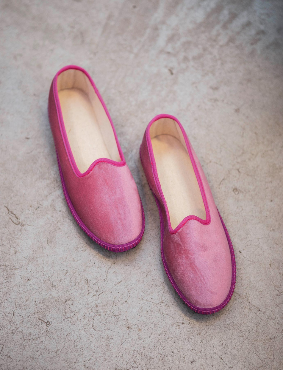 Flat shoes heel 1 cm pink tissue