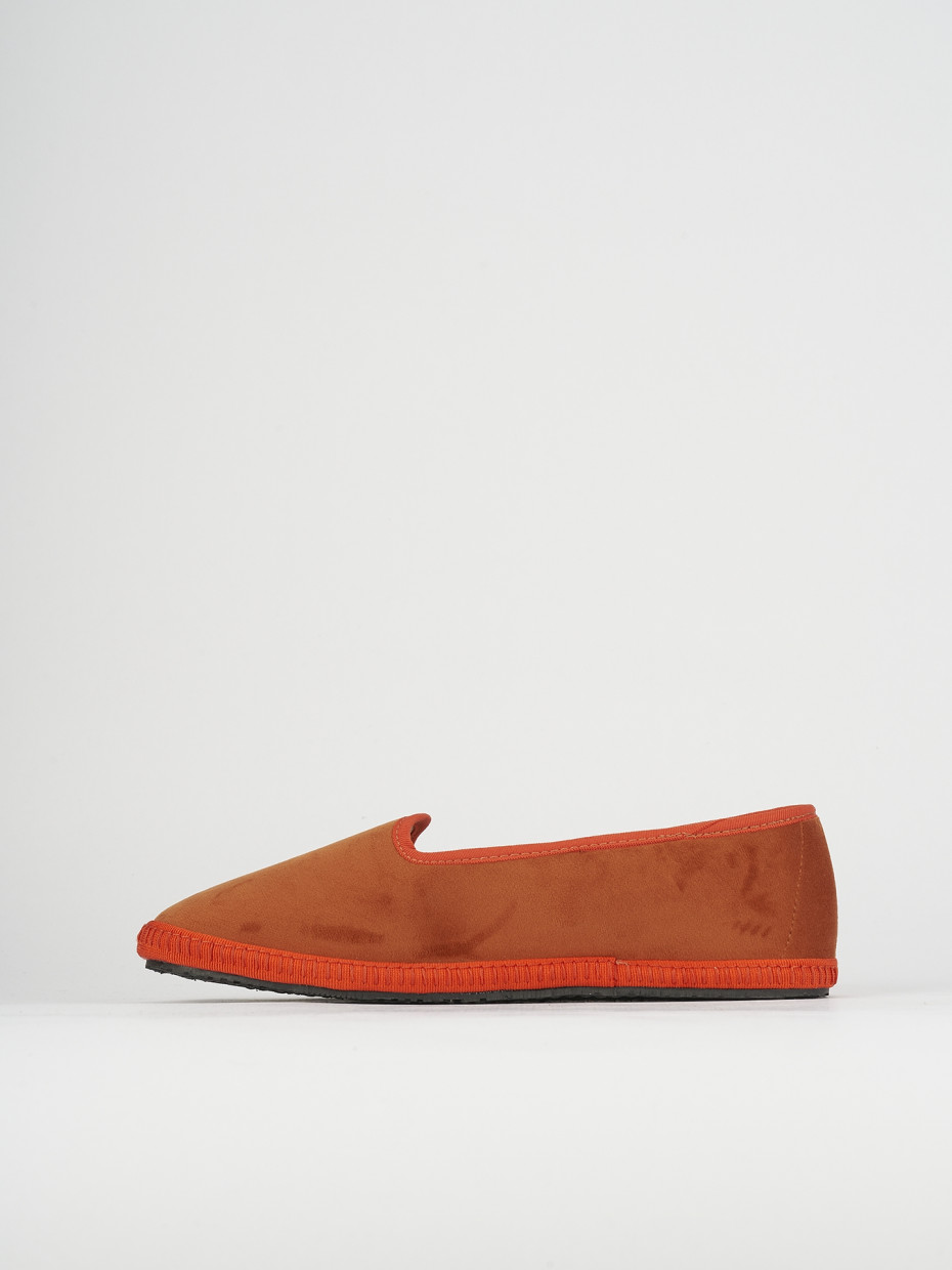 Flat shoes heel 1 cm orange velvet