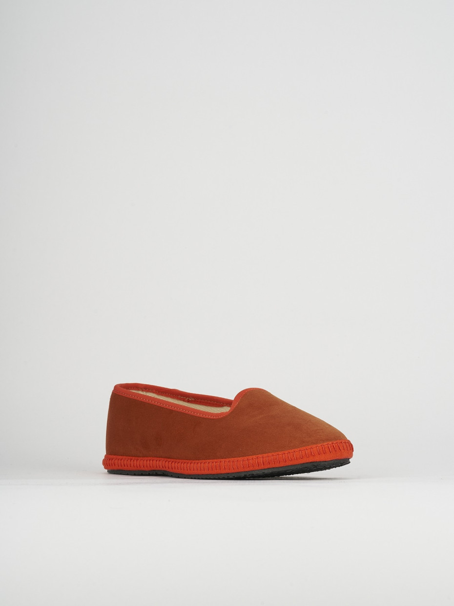 Flat shoes heel 1 cm orange velvet