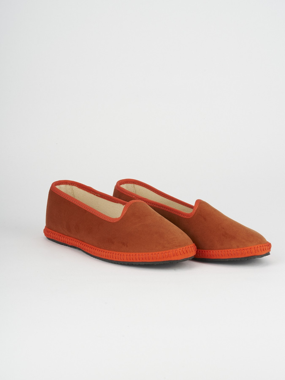 Flat shoes heel 1 cm orange velvet