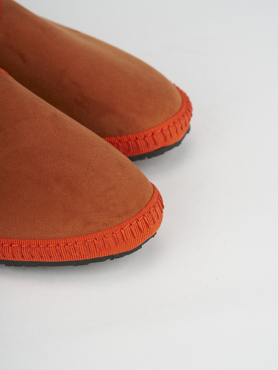 Flat shoes heel 1 cm orange velvet