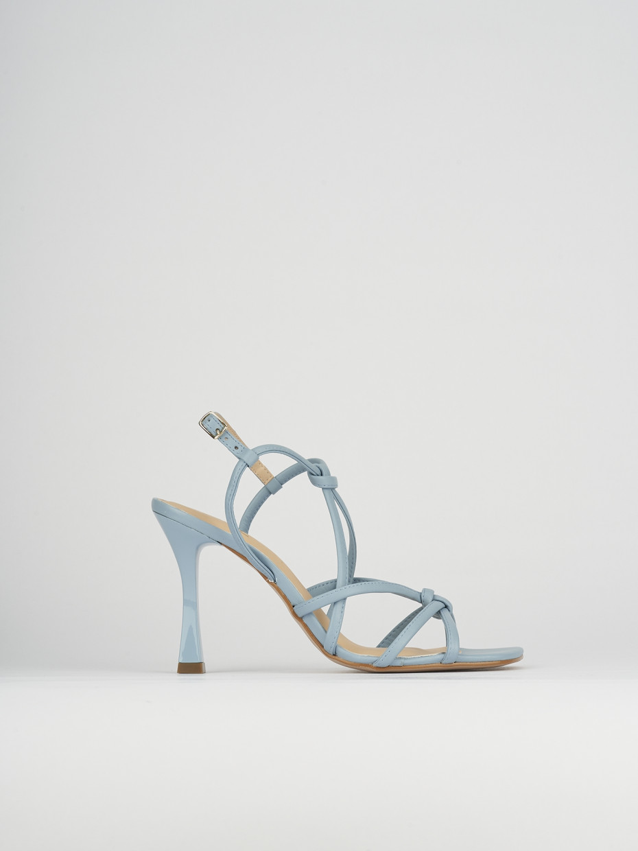 High heel sandals heel 9 cm light blue leather