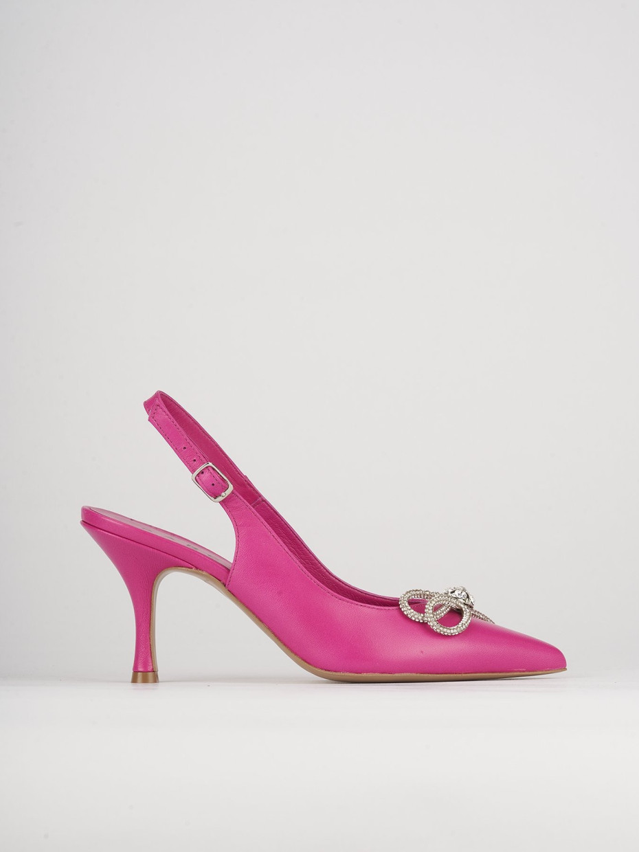 Slingback decoltè tacco 5 cm rosa pelle