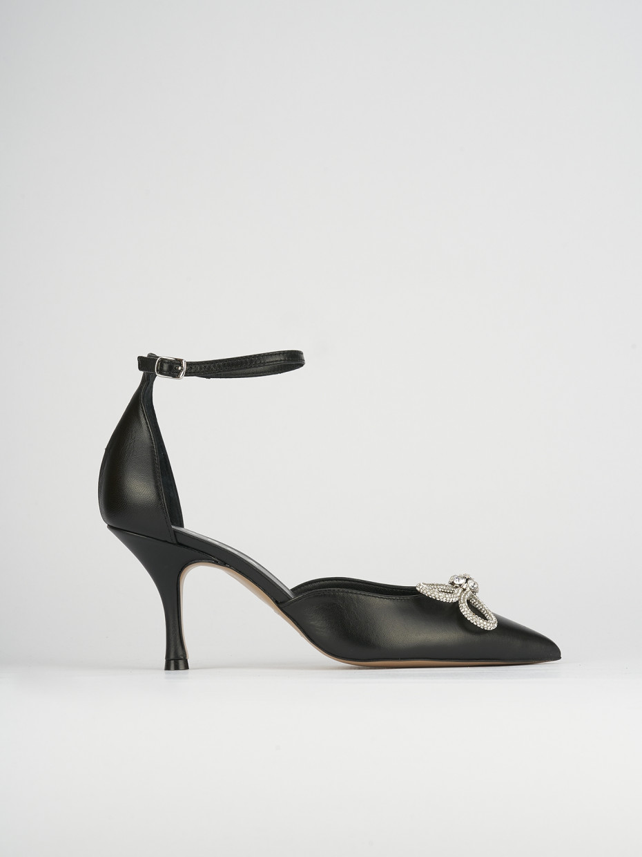 Décolleté e slingback tacco 7cm pelle nero