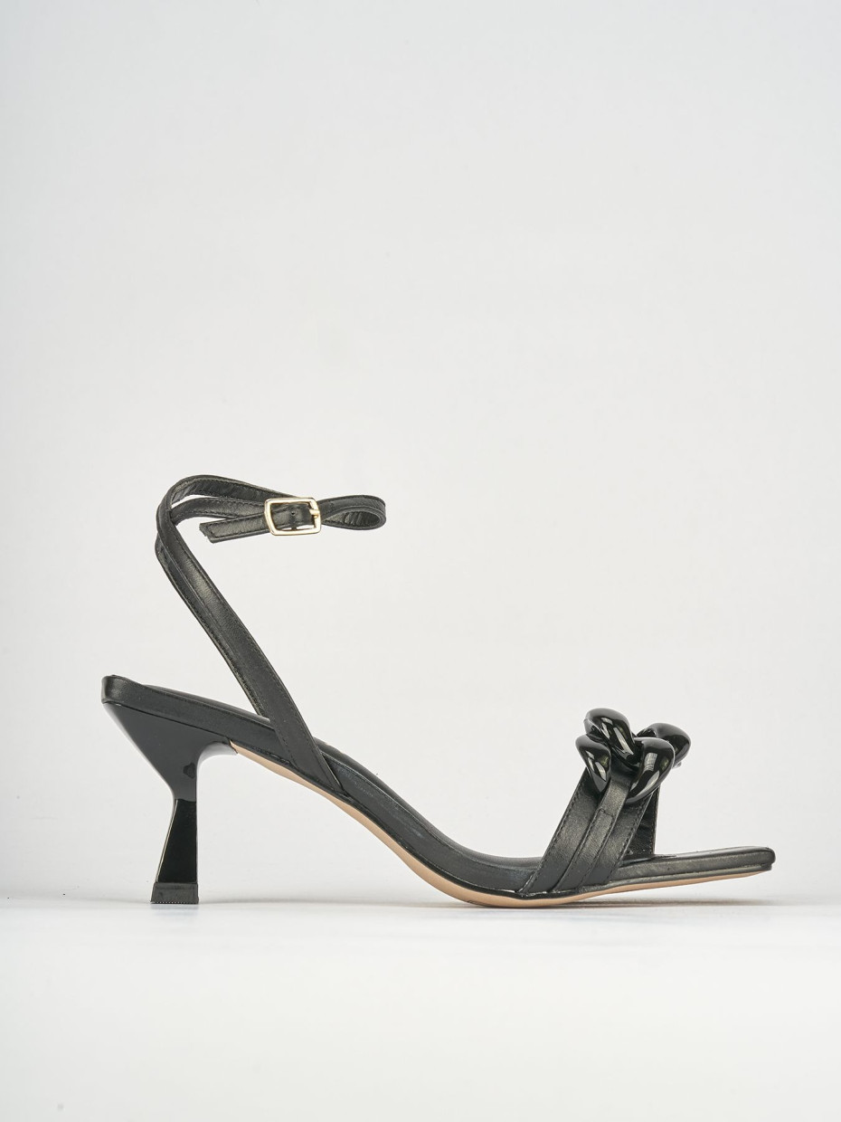 High heel sandals heel 5 cm black leather