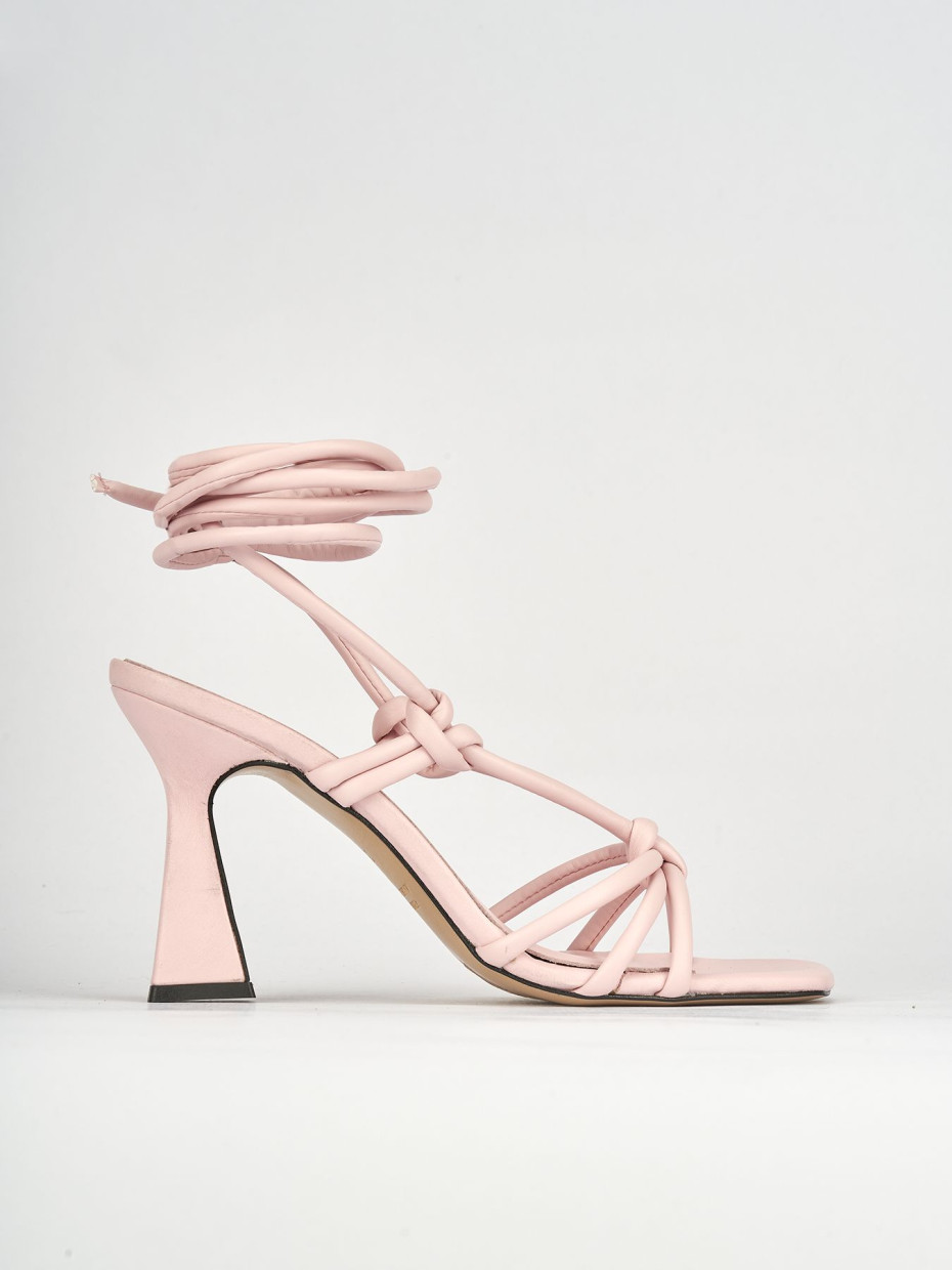 High heel sandals heel 9 cm pink leather