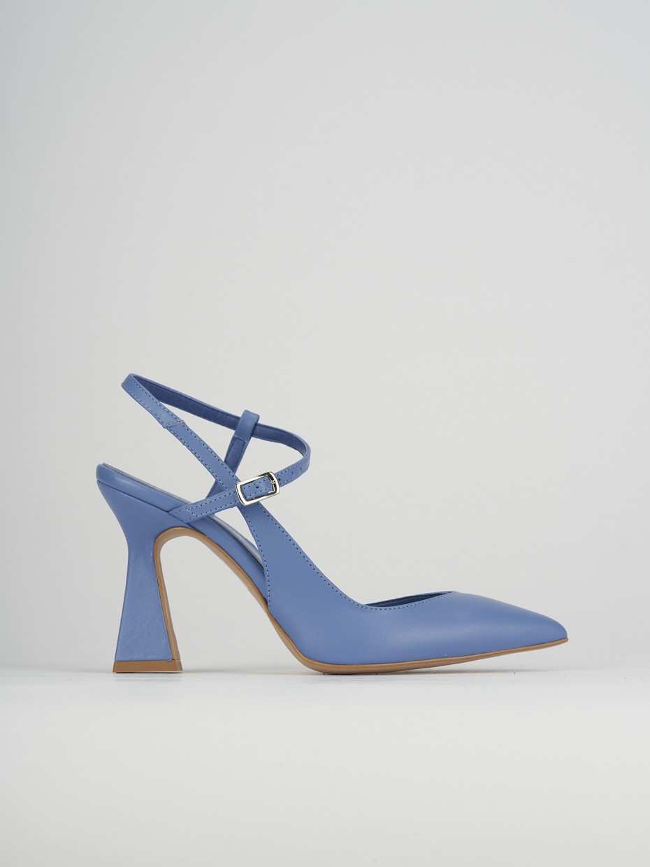 Décolleté e slingback tacco 10cm pelle azzurro