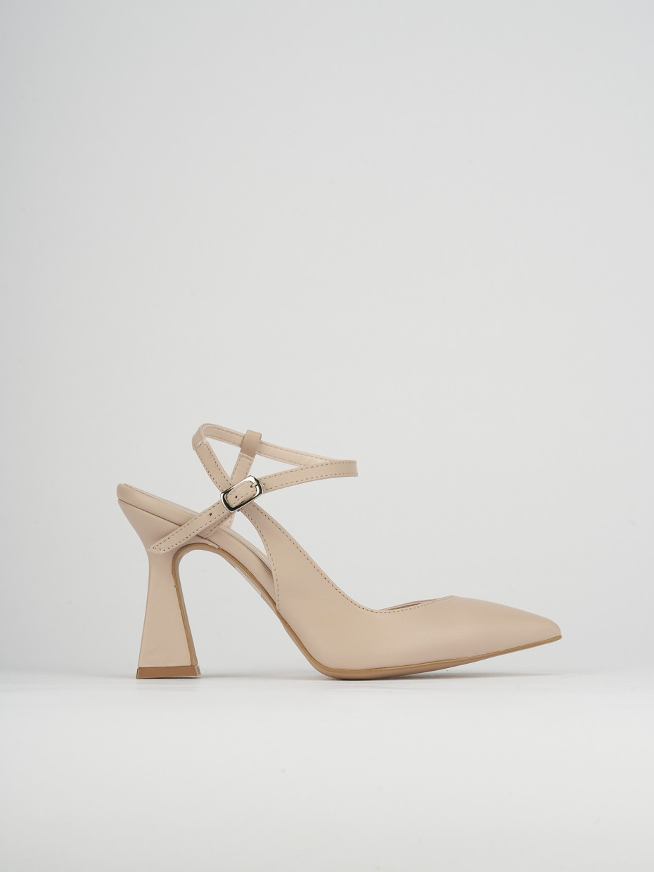 Décolleté e slingback tacco 10cm pelle beige