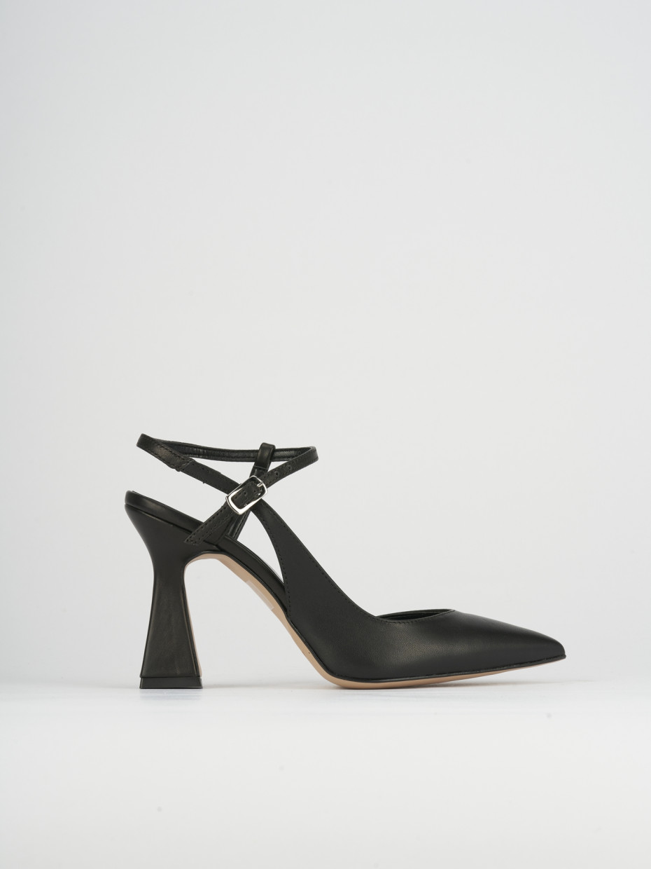 Décolleté e slingback tacco 10cm pelle nero