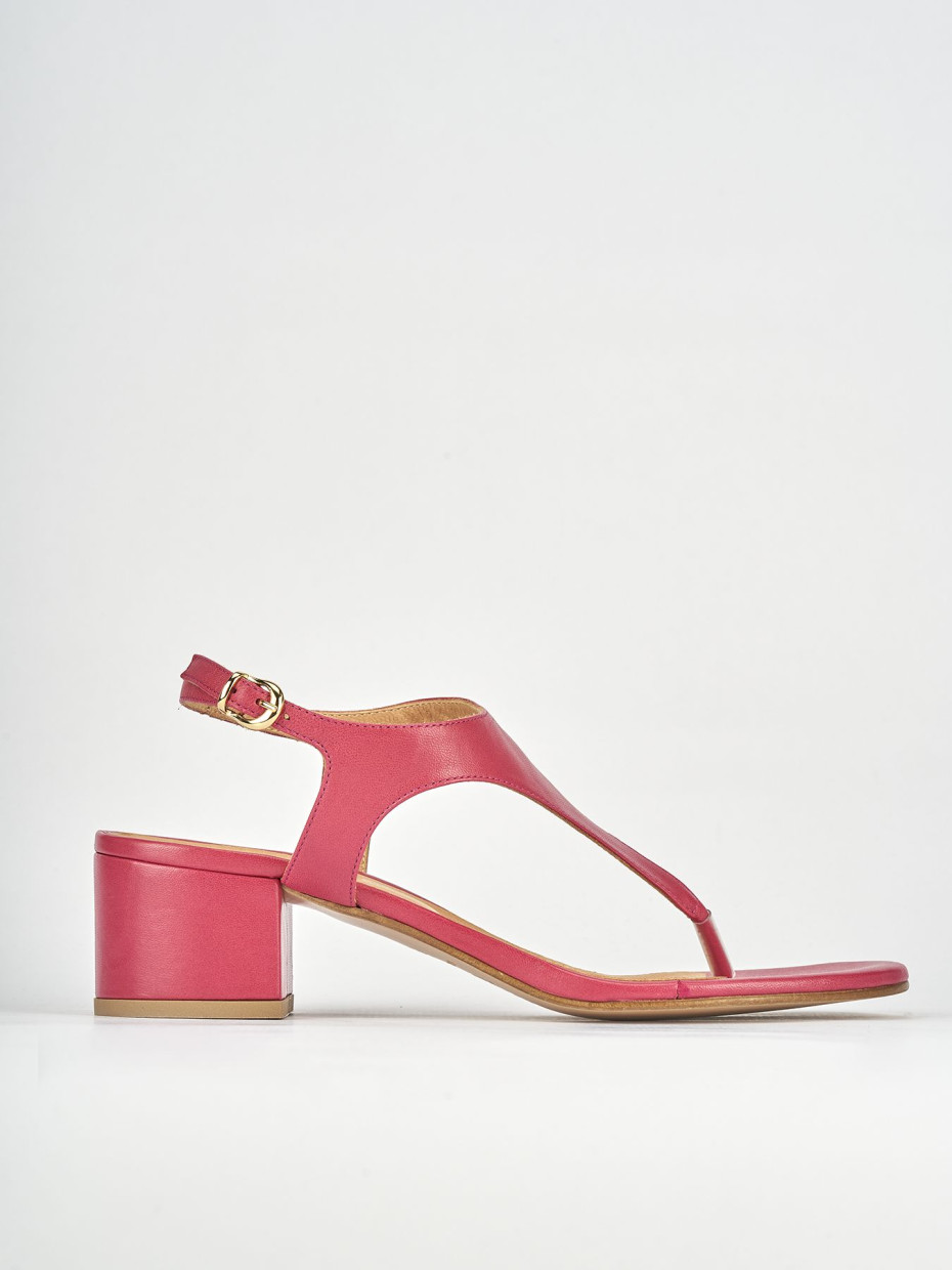 High heel sandals heel 5 cm pink leather