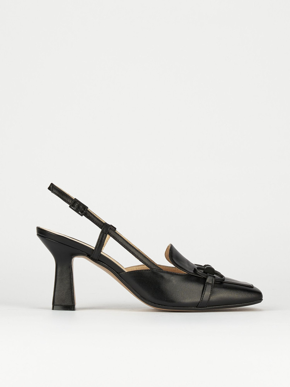 Décolleté e slingback tacco 7cm pelle nero