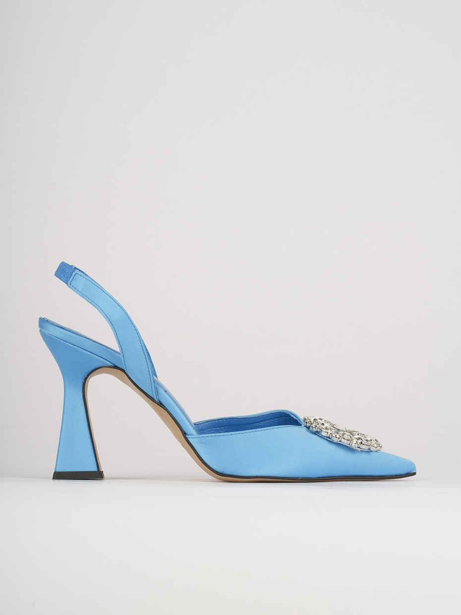 Slingback decoltè tacco 9 cm azzurro pelle