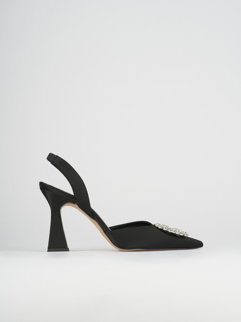 Slingback decoltè tacco 9 cm nero pelle