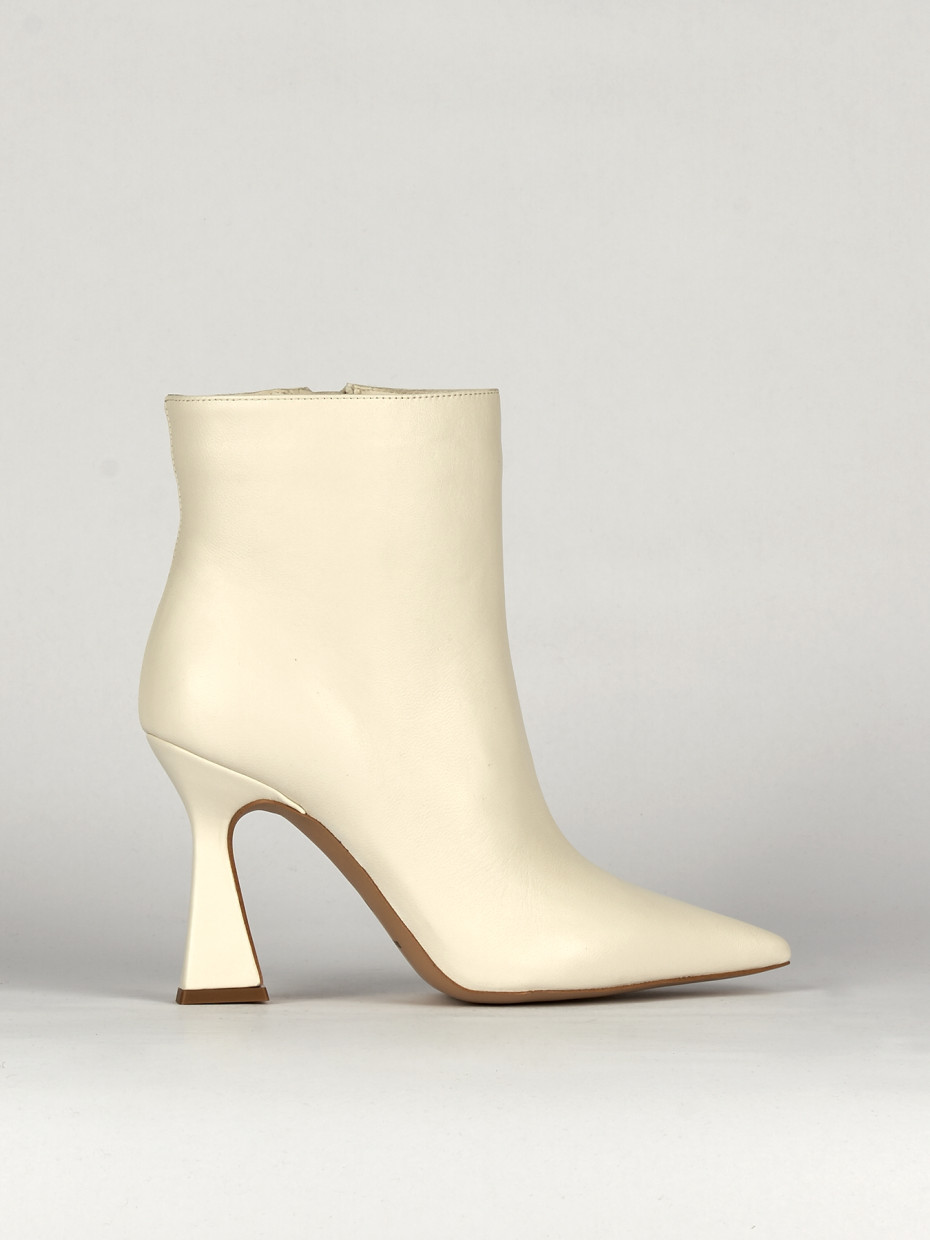 High heel ankle boots heel 9 cm white leather