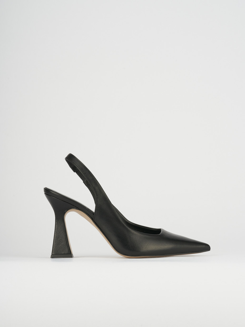 Slingback decoltè tacco 9 cm nero pelle