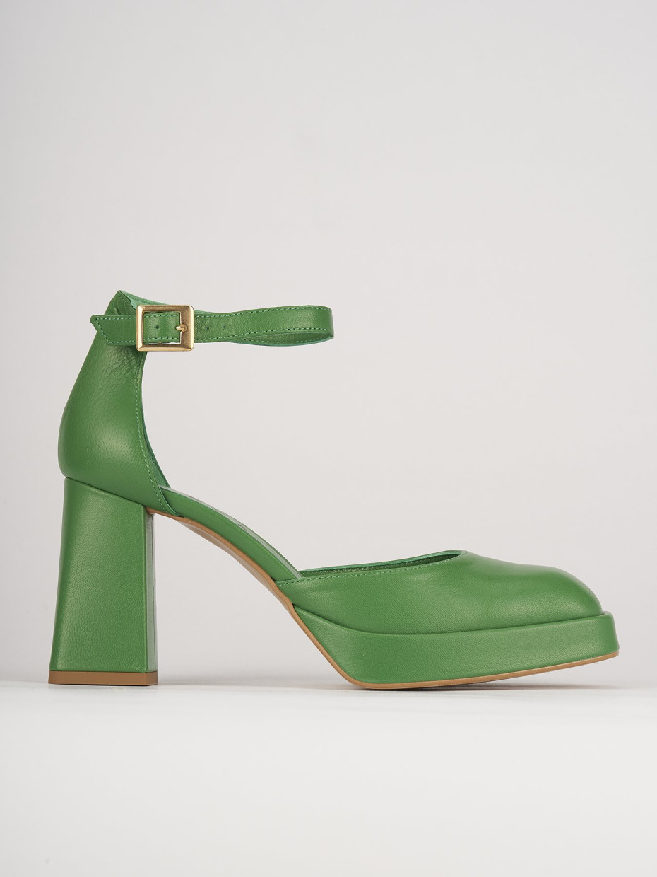 Décolleté e slingback tacco 9cm pelle verde