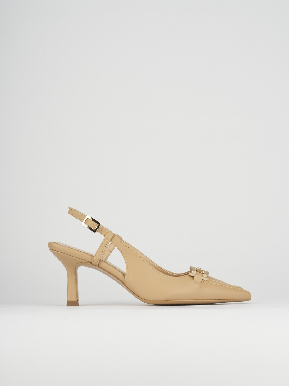 Décolleté e slingback tacco 7cm pelle beige