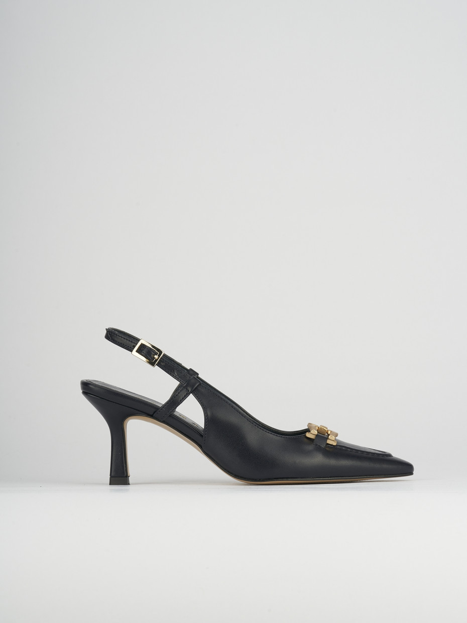 Décolleté e slingback tacco 7cm pelle blu