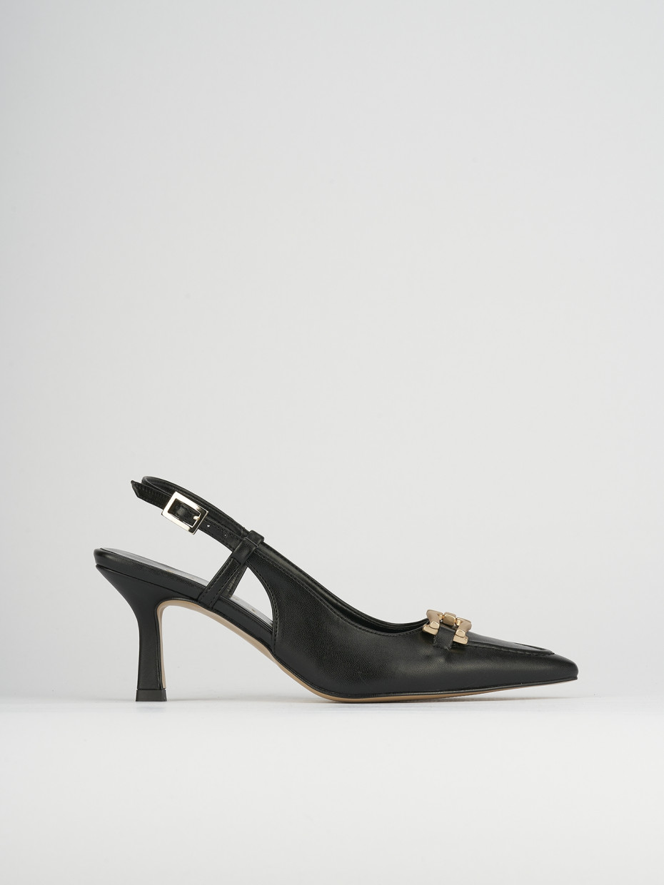 Décolleté e slingback tacco 7cm pelle nero