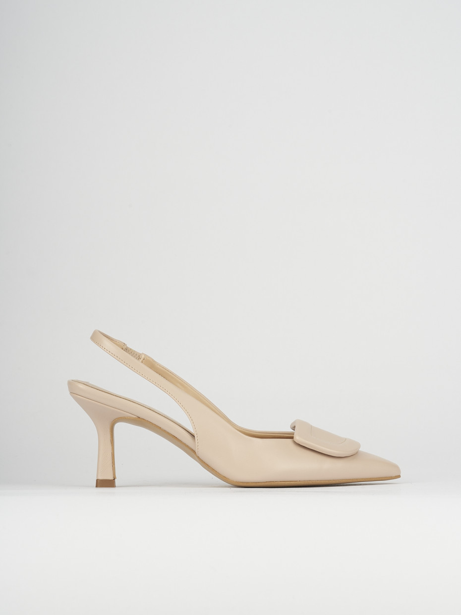 Décolleté e slingback tacco 7cm pelle beige